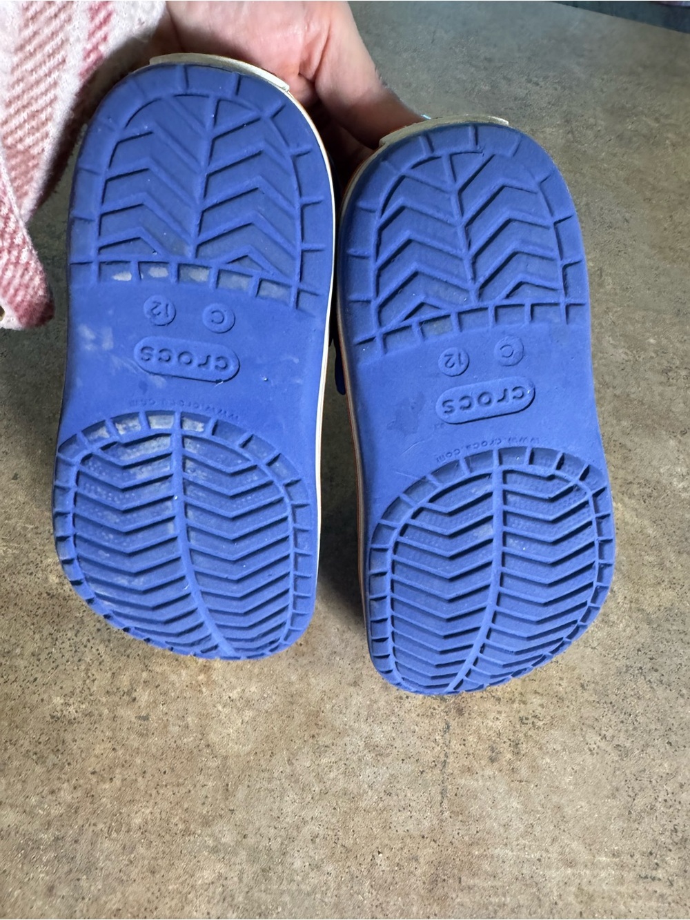CROCS Classic Kids Blue Clogs with Orange Trim Boys Size 12 - Picture 5 of 5